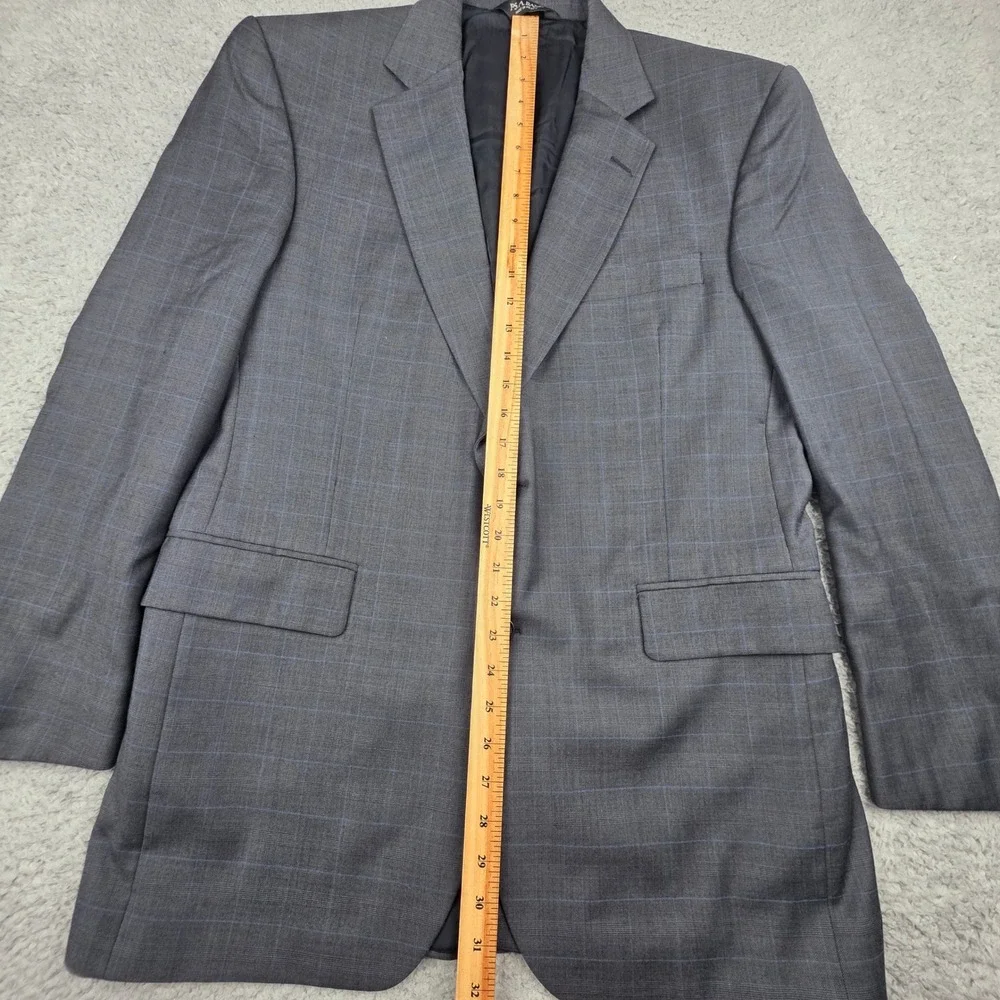 Jos‎ A Bank Sport Coat Mens 41R Gray Blue Plaid Wool Signature Blazer Jacket
